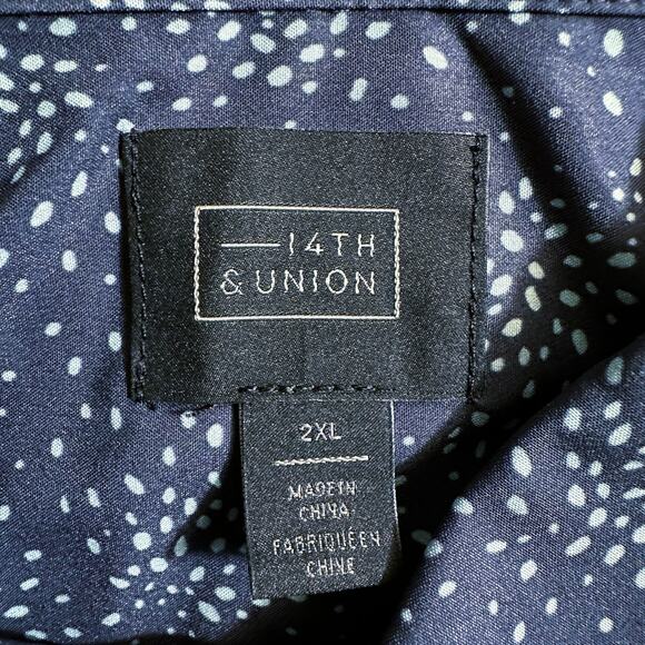 14th & Union New Men’s Geometric Print Long Sleeve Button Up Shirt Top Blue 2XL - Picture 7 of 8